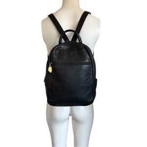 Vintage Libaire USA Soft Thick Pebbled Leather Backpack Purse Black